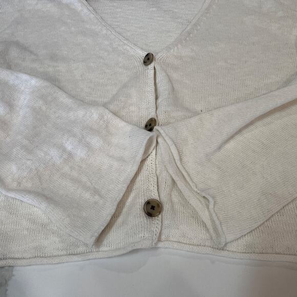 NEW Velvet Graham & Spencer Gabriel Cardigan Sweater White Medium Linen Cotton - Picture 9 of 10